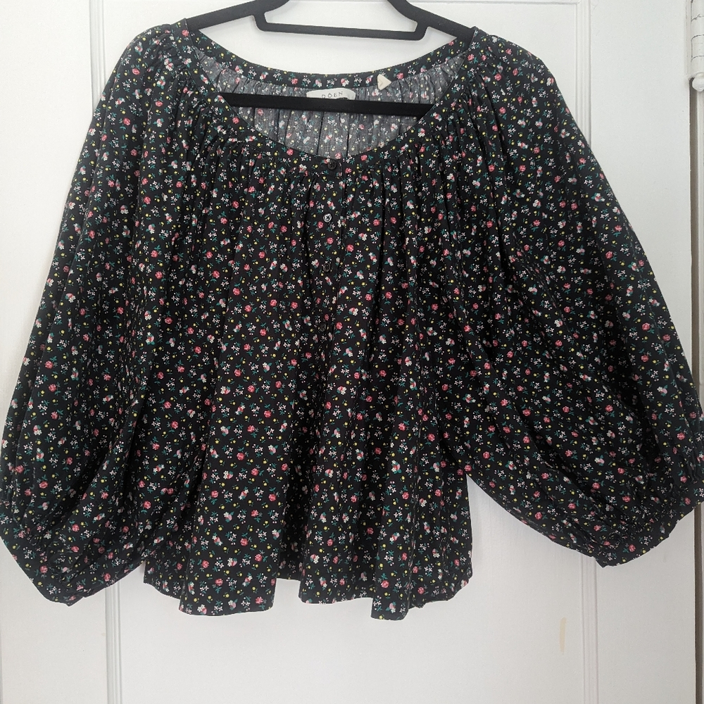 Doen Jeanne Top Mirabeau's Garden Poet Sleeves